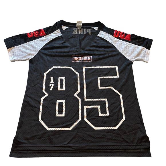 Victoria's Secret PINK Tops - Victoria's Secret PINK Georgia Bulldogs UGA Mesh Football Jersey Black Large